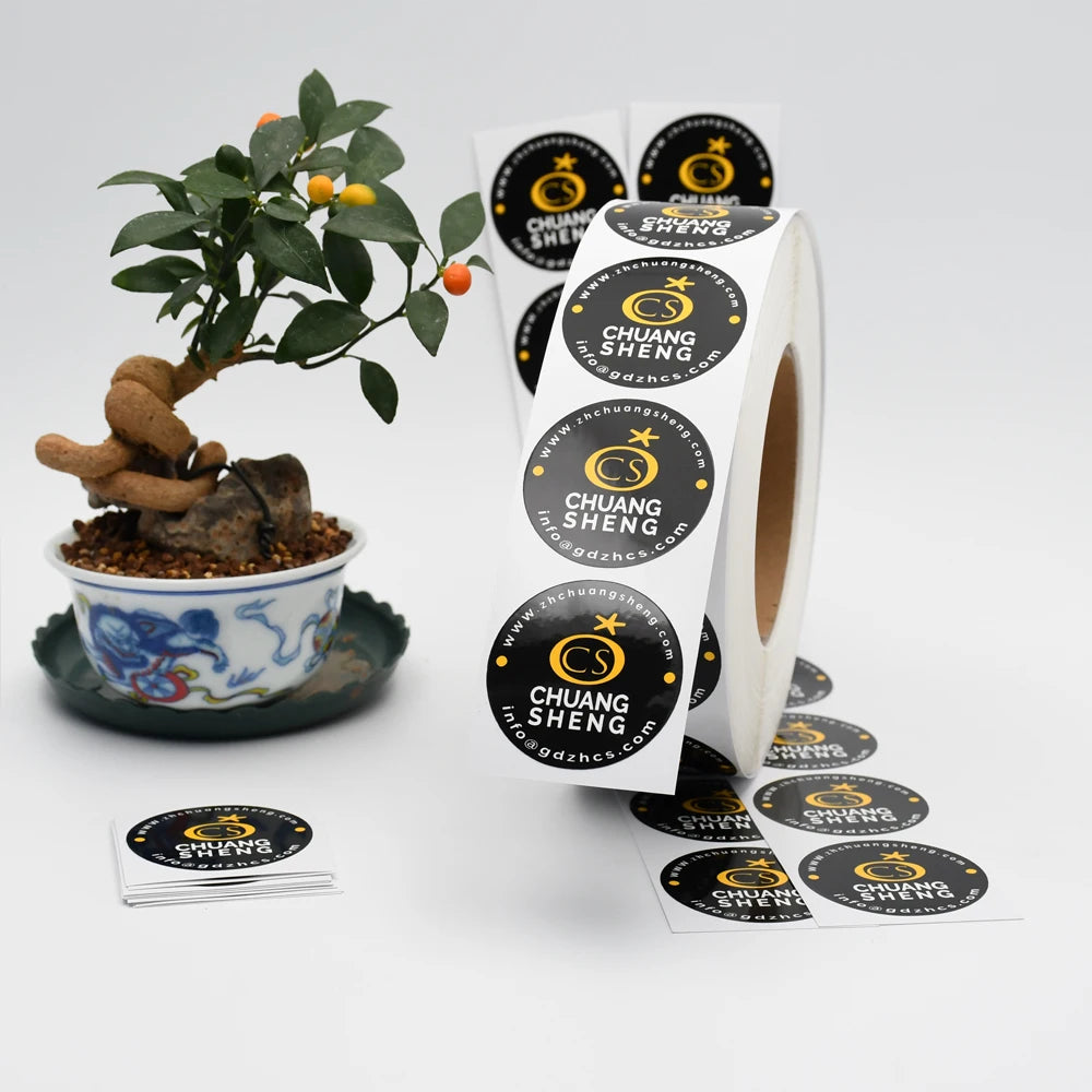 Custom Round Label Stickers with Logo | Waterproof PVC Bulk MOQ 100