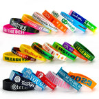 Custom Silicone Wristbands 100pcs MOQ | From $0.12/pc, Free Artwork, 6 Widths, Glow/UV Colors