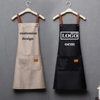 Custom Logo Canvas Apron | Multiple Pockets Adjustable Waist