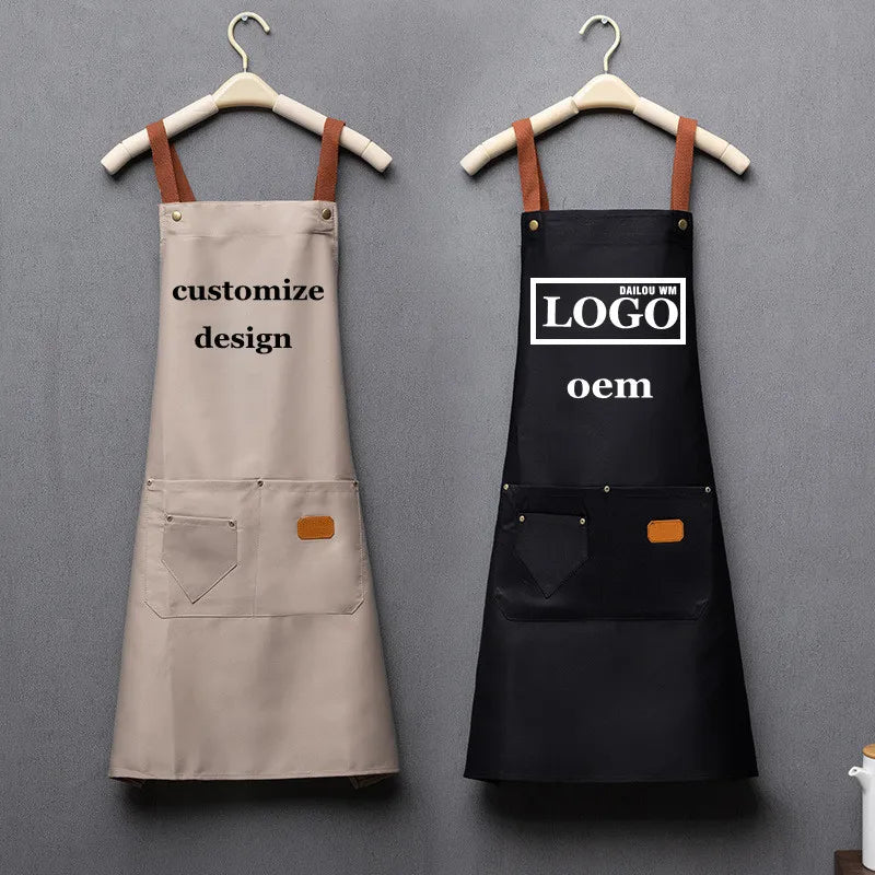 Custom Logo Canvas Apron | Multiple Pockets Adjustable Waist