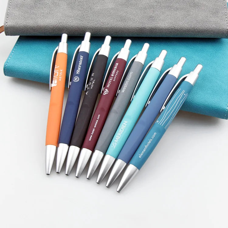 Custom Rubber Coated Pen 1.0mm | Orange Promotional Pen | 50pc MOQ
