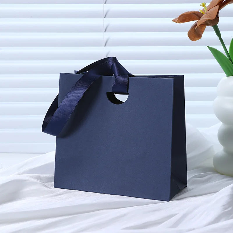 Custom Ribbon Handle Paper Gift Bags | Jewelry Packaging MOQ 100