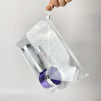 Custom Transparent PVC Cosmetic Bag | 100 MOQ Stock, Digital Print | Bulk for Beauty Brands