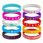 Custom Silicone Wristbands 100pcs MOQ | From $0.12/pc, Free Artwork, 6 Widths, Glow/UV Colors