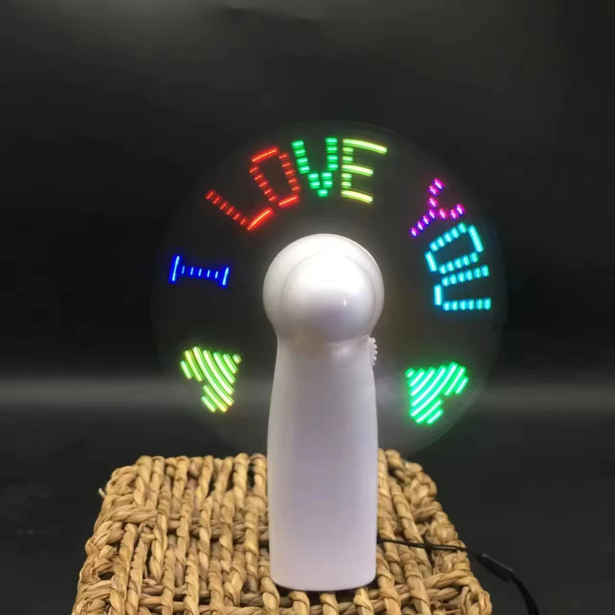 Custom Mini Handheld LED Message Fan for Promotion | USB Battery