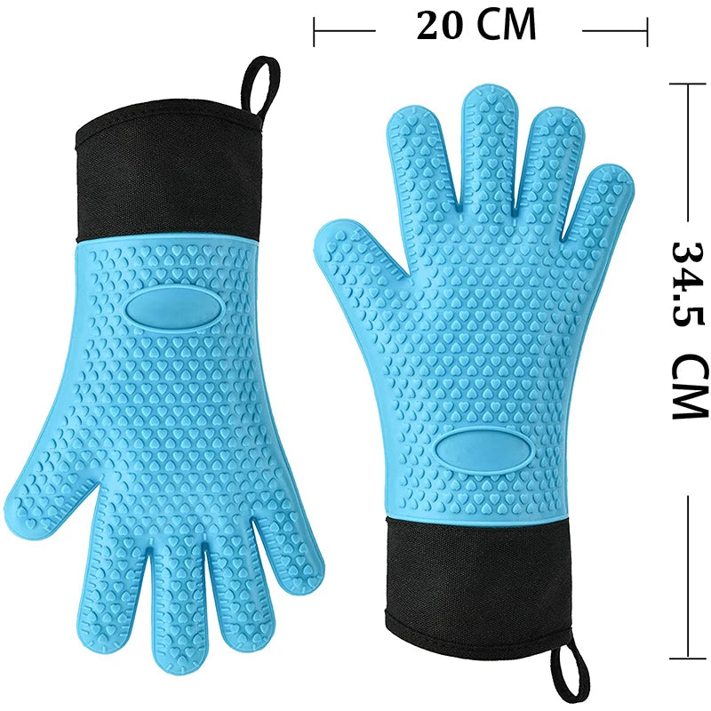 Heat Resistant Silicone Oven Mitts | Food Grade BBQ Gloves