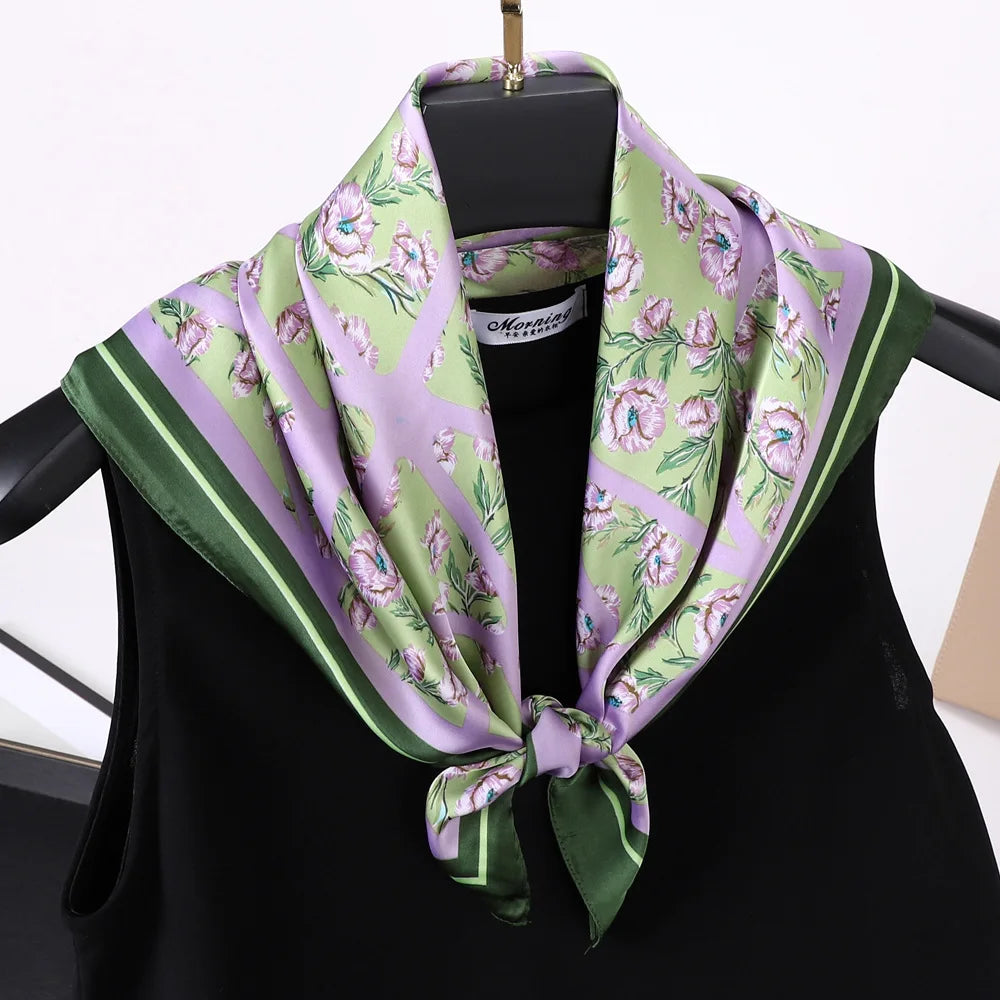 Square Silk Scarf | Digital Print | Custom Logo | 100 MOQ | Women's Fashion