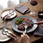 Custom Flatware Set — 4-Piece Stainless Steel with Pakka Wood Handle