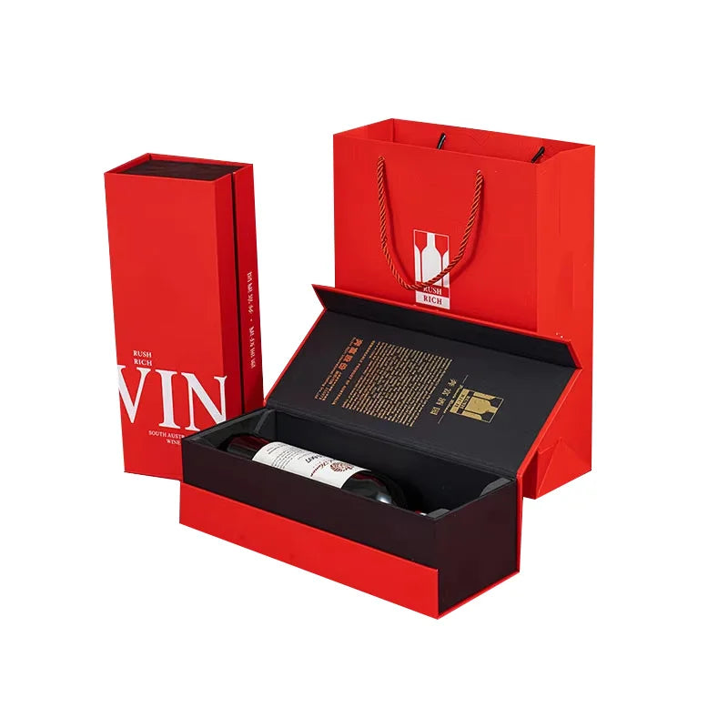Custom Magnetic Wine Gift Box with Gold Foil | Rigid Box, 300 MOQ, FSC Certified