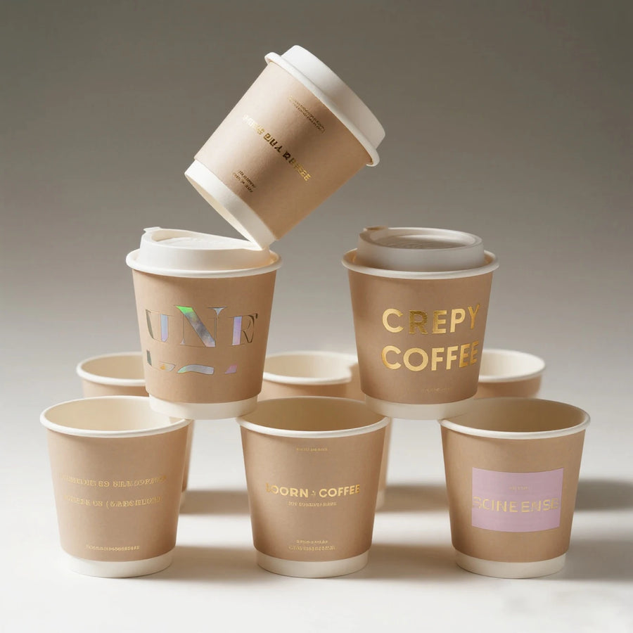 Wholesale Disposable Double Wall Paper Coffee Cup with Lids