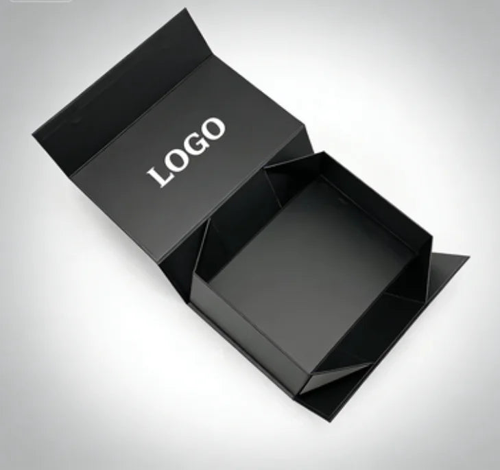 Custom Luxury Black Folding File Box: Degradable Corrugated Board, Magnetic Closure, Embossing