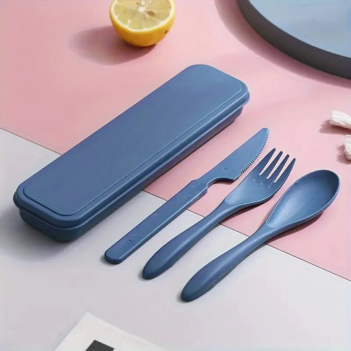 Custom Wheat Straw Travel Utensil Set with Case for Office Lunch, School Meals & Everyday Carry