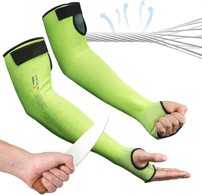 ANSI A5 Cut-Resistant Sleeves: 100 MOQ, 5mm, HPPE/Glass/Steel | Industrial Safety PPE