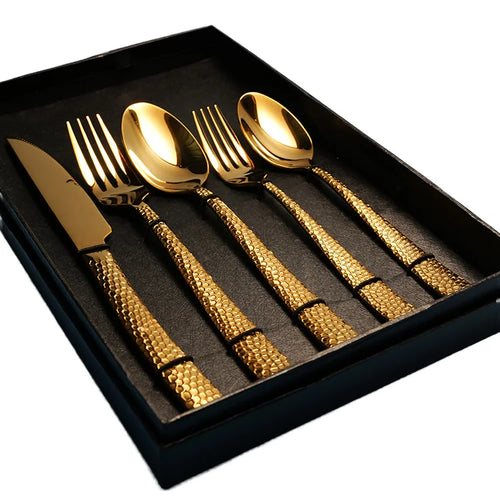 Luxury Gold Flatware Set — 18/0 Steel, 7-Day Lead, 6 Colors