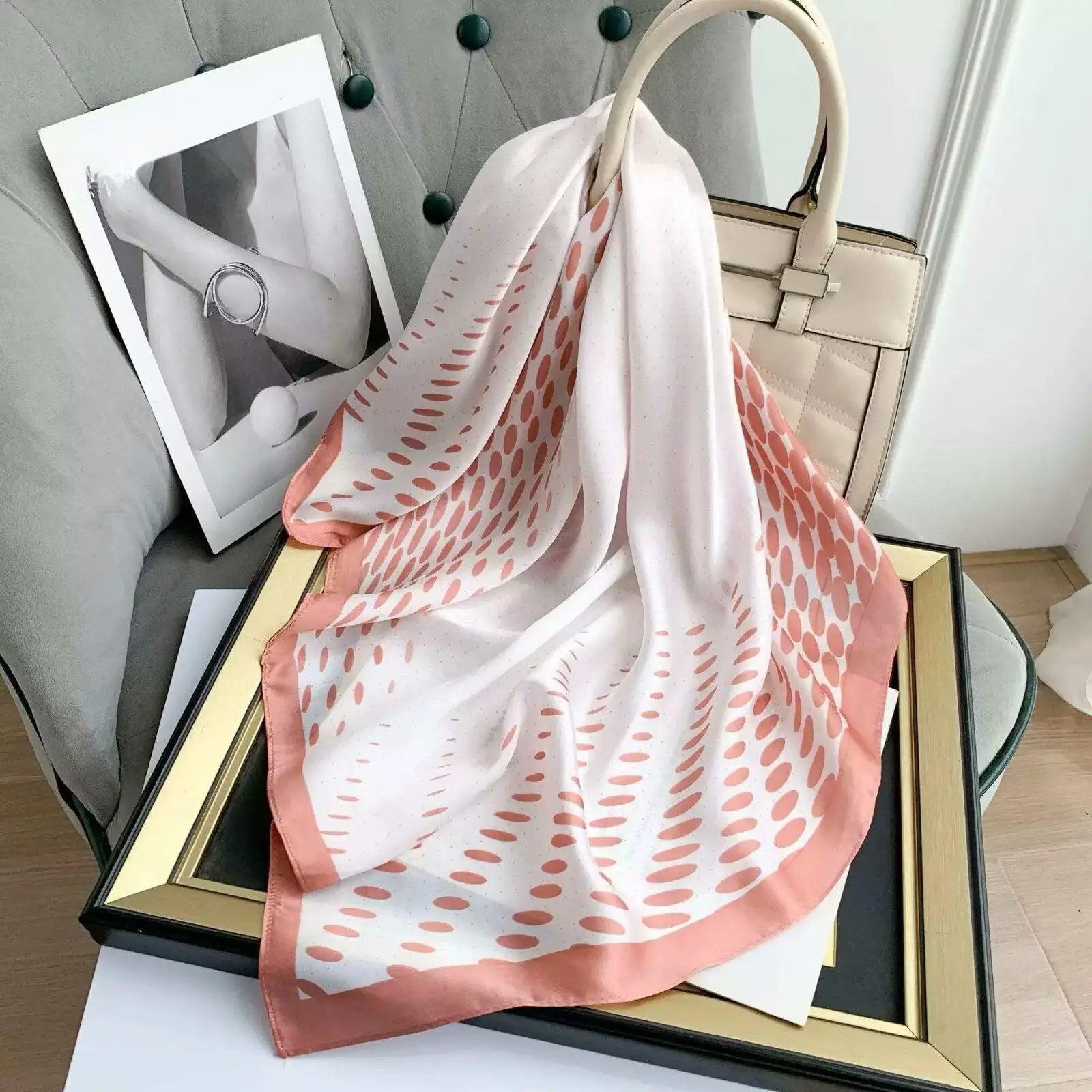 Square Silk Scarf | Digital Print | Custom Logo | 100 MOQ | Women's Fashion