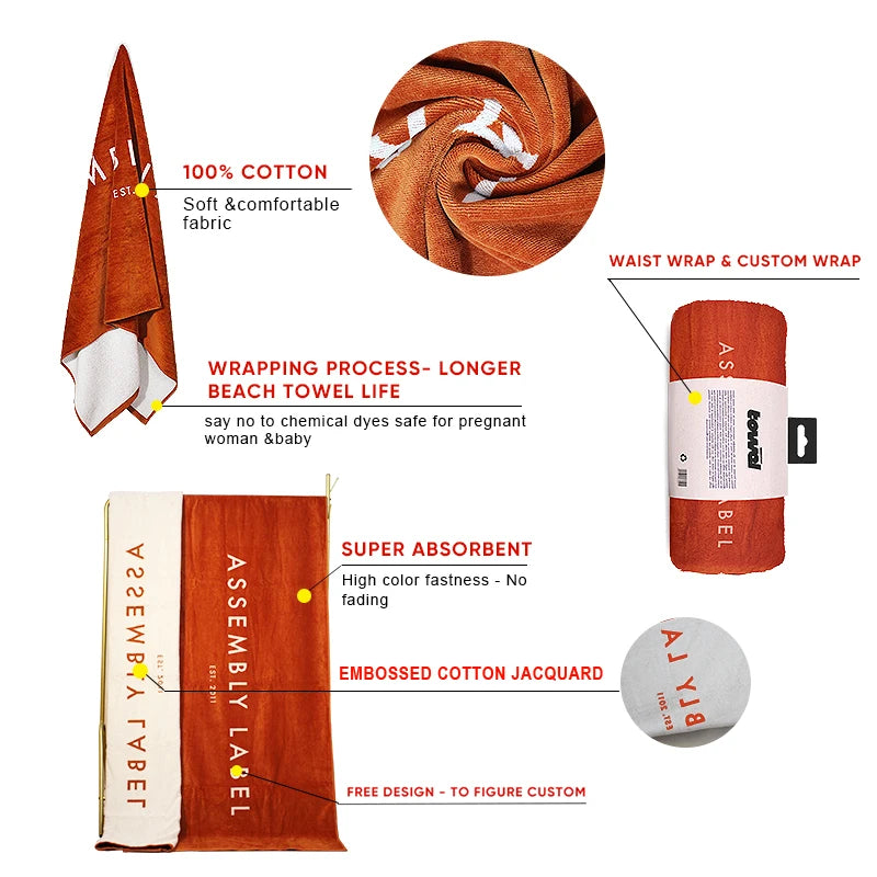 Custom Cotton Beach Towel for Resorts, Summer Events & Branded Gift Programs