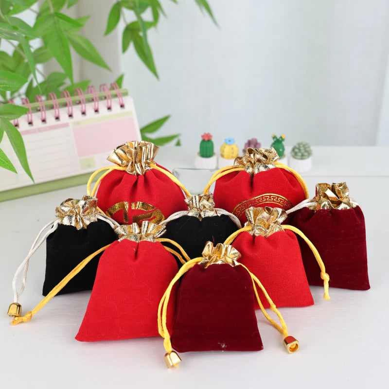 Custom Velvet Drawstring Jewelry Bags | 0.005kg Storage with Stamping