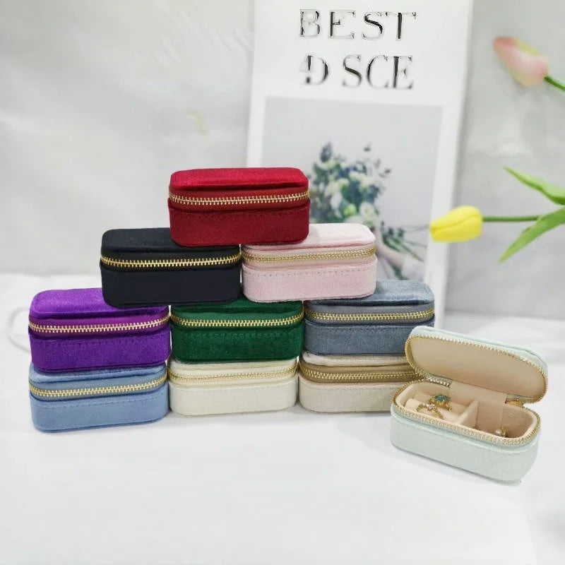 Custom Velvet Zipper Jewelry Box Wholesale | 50 MOQ Luxury Packaging