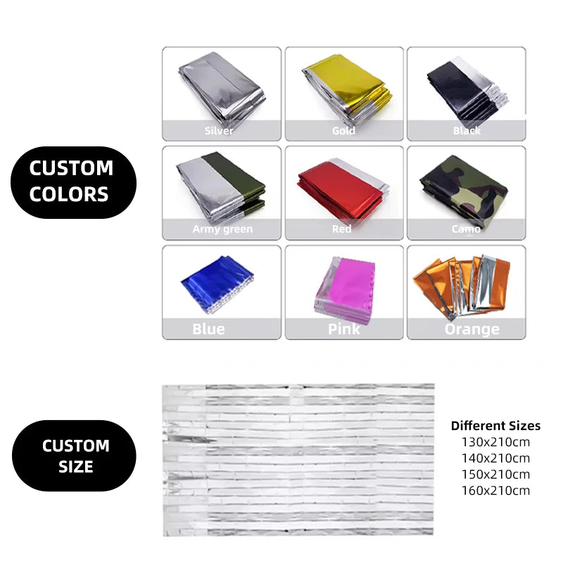 Custom Emergency Blanket 12 Micron | 3,000 Pcs MOQ Mylar Rescue Sheet