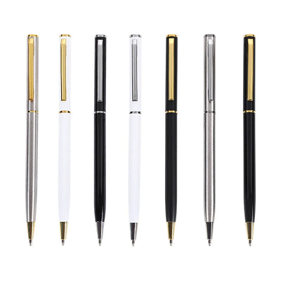 Slim Metal Ballpoint Pen with Custom Logo for Office Writing and Corporate Gifts