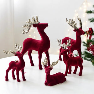 Flocked Reindeer Ornaments with Glitter Antlers Wholesale | MOQ 5