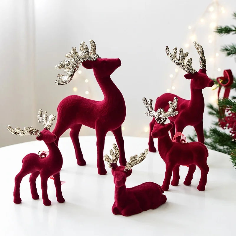 Flocked Reindeer Ornaments with Glitter Antlers Wholesale | MOQ 5