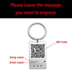 Custom Stainless Steel QR Code Keychain 500pcs MOQ | 6-Color Letterpress | Spotify Music Keyring