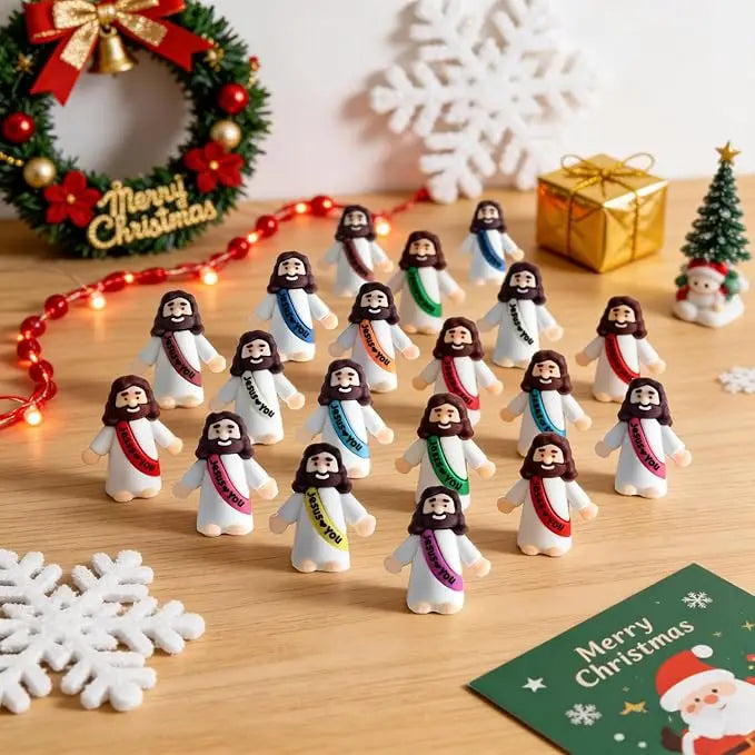 Mini Jesus Figurines | Hand-Painted Religious Figures | Bulk Baptism Gifts