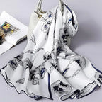 Custom 6A Mulberry Silk Geometric Scarf with Digital Print | 1-Piece MOQ & 7-Day Lead Time