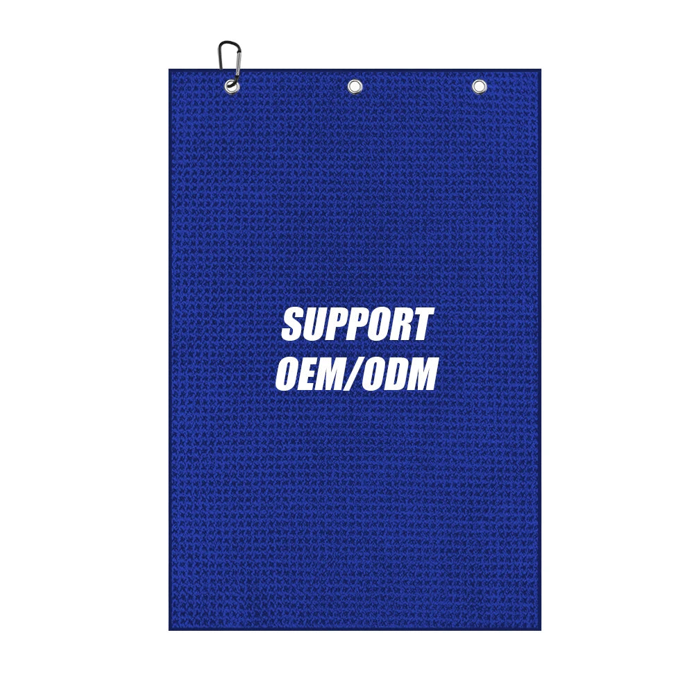 Custom Microfiber Golf Towels | 50-Piece MOQ & 10-Day Lead Time | Waffle Pattern & Carabiner Clip