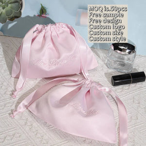 Custom Satin Drawstring Bags with Logo — 120-250 GSM for Cosmetic & Gift Packaging