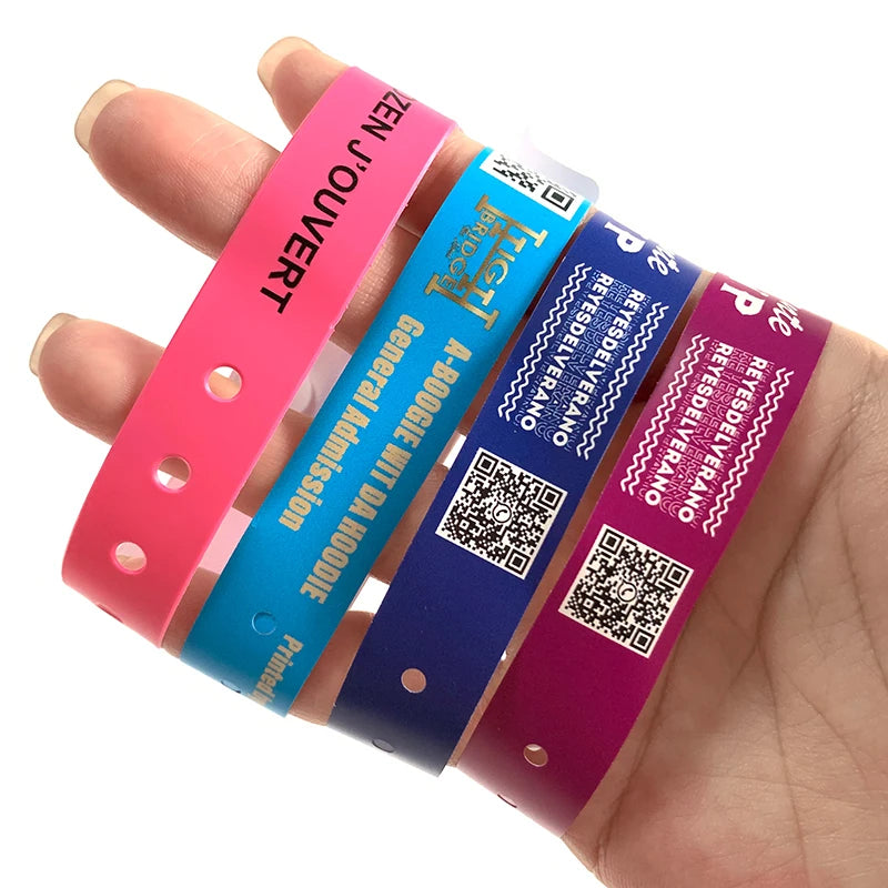 Custom Vinyl Wristbands 100 MOQ | Waterproof PVC ID Bracelets for Events