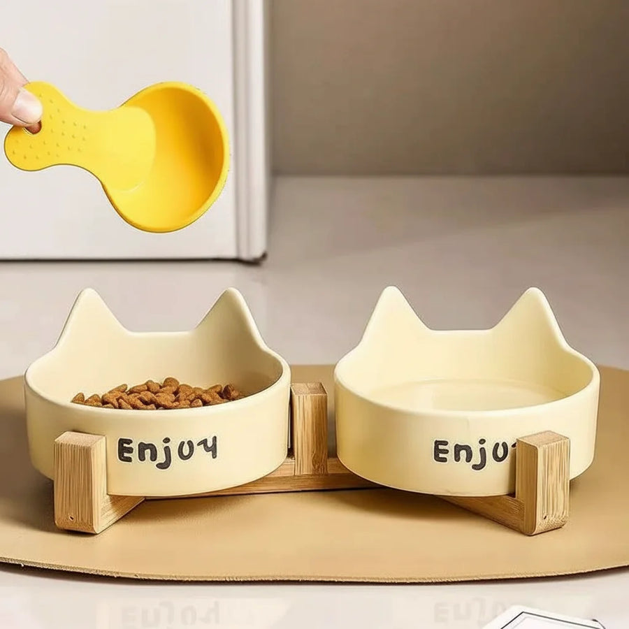 Custom Ceramic Cat Bowls with Cat Ear Design | MOQ 32 Pieces