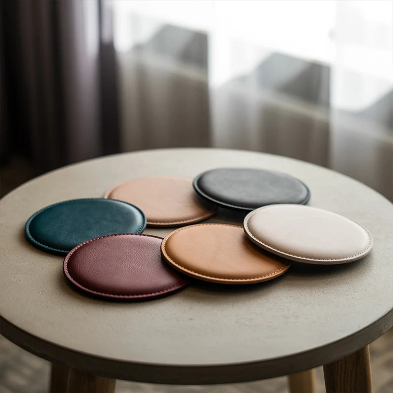 Custom Leather Coasters with Logo | Full Grain | 200 MOQ | Free Logo