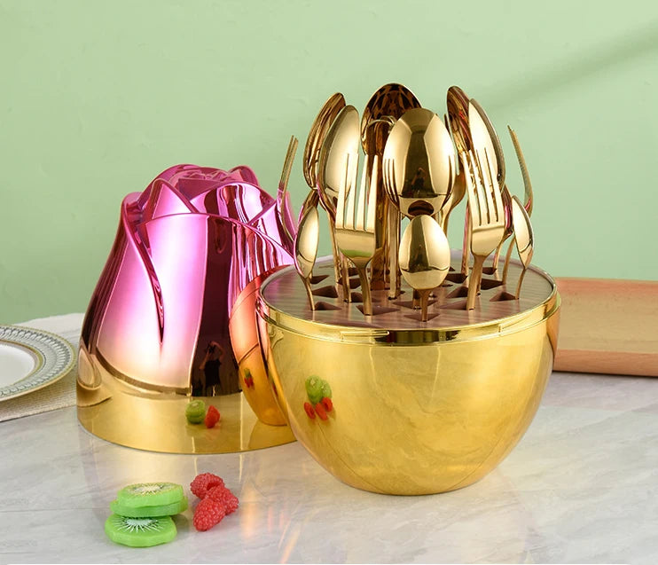 Luxury 24-Piece Cutlery Set with Logo | 10 MOQ