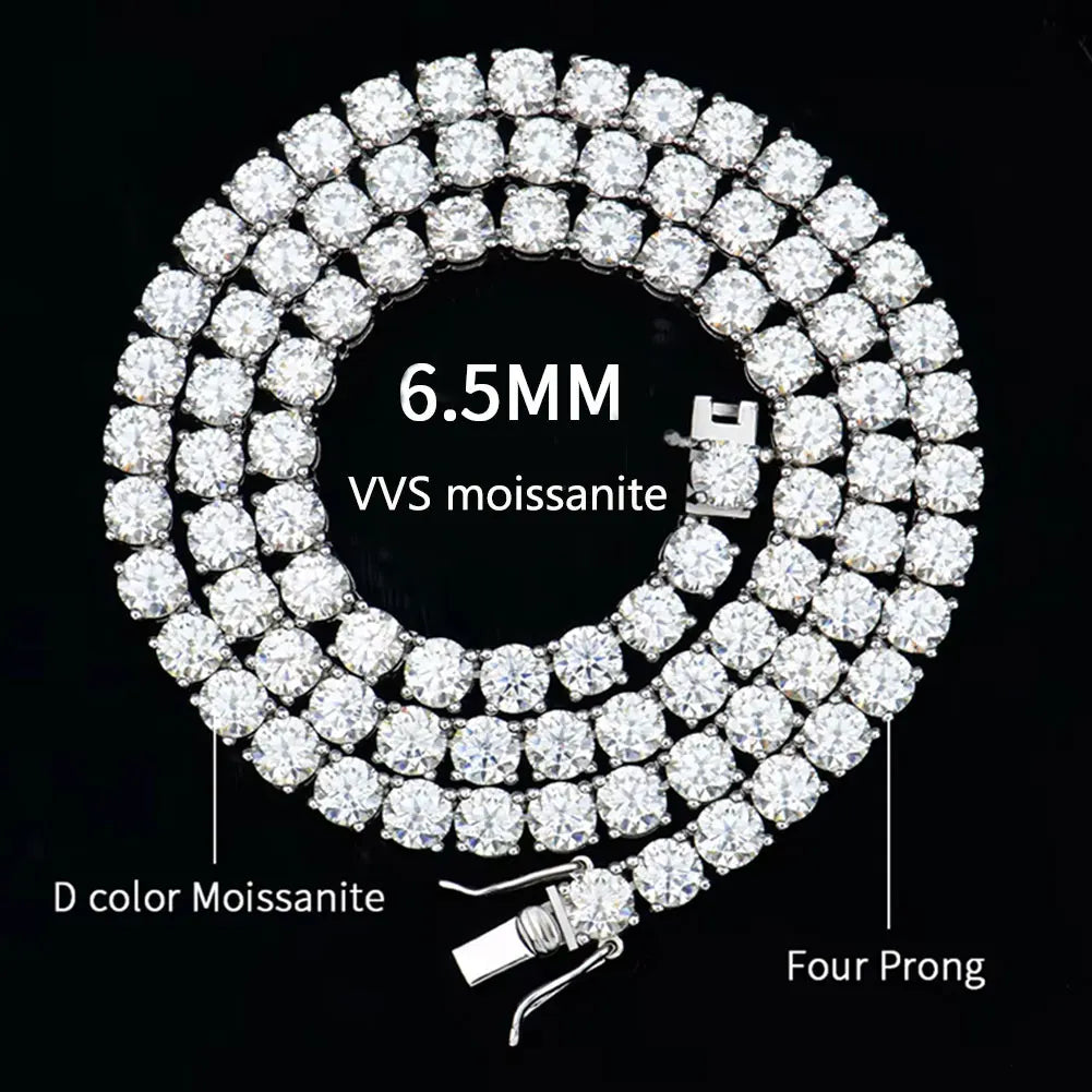 Moissanite Tennis Chain 925 Silver | Custom Logo, MOQ 1