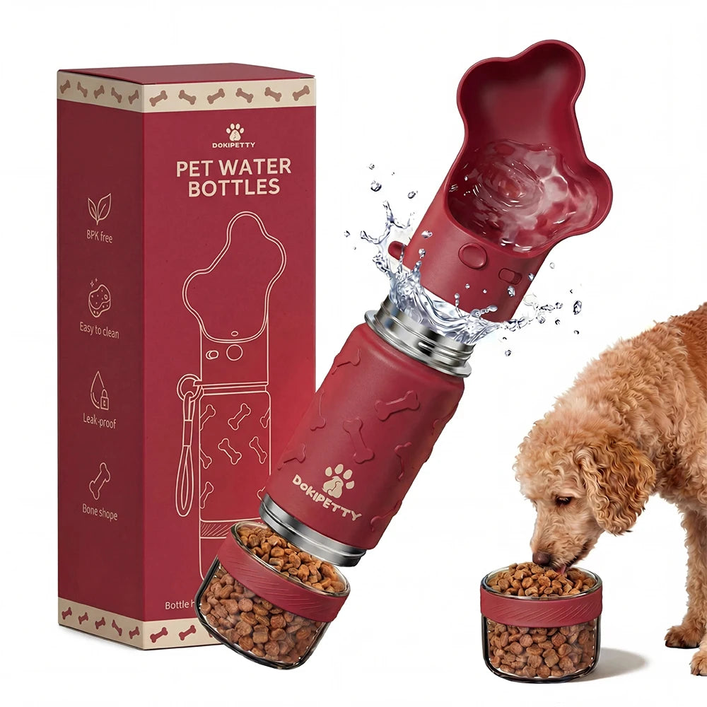 Custom 2-in-1 Dog Water Bottle | 14oz/18oz | BPA-Free Stainless Steel