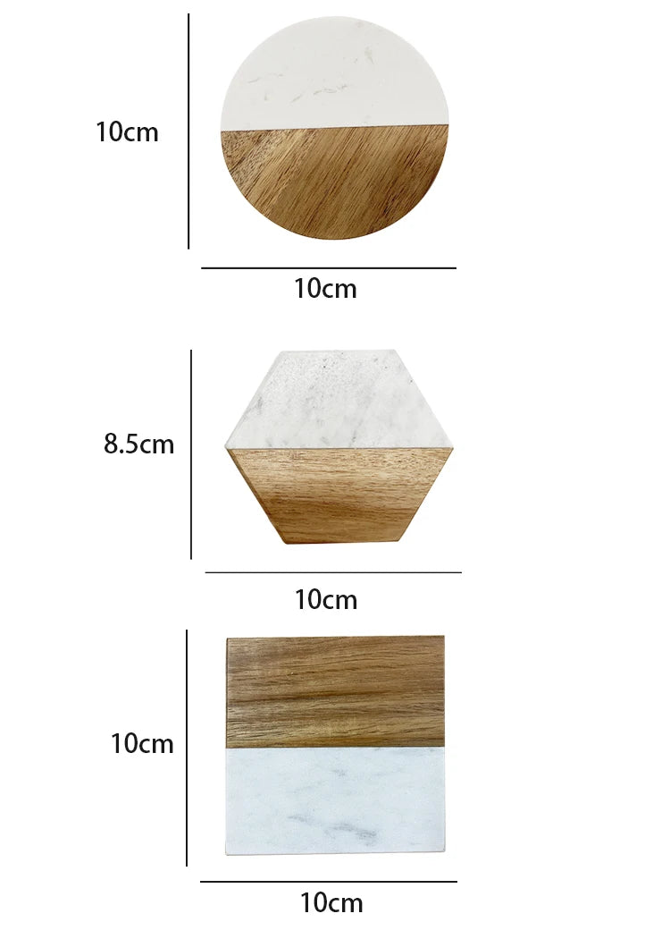 Custom Wood & Marble Coasters with Logo | 100 MOQ | Laser Engraved