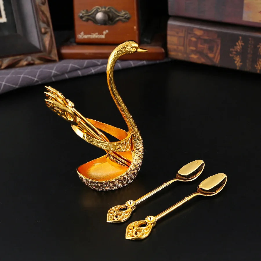 Swan Spoon Holder Set Zinc Alloy | Gold Silver | 1 MOQ | Custom Logo
