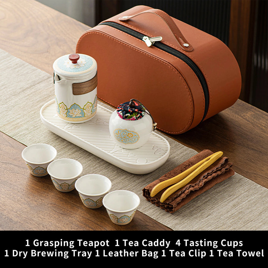 Luxury Tea Gift Set Leather Ceramic | 10 MOQ for VIP Corporate Gifts