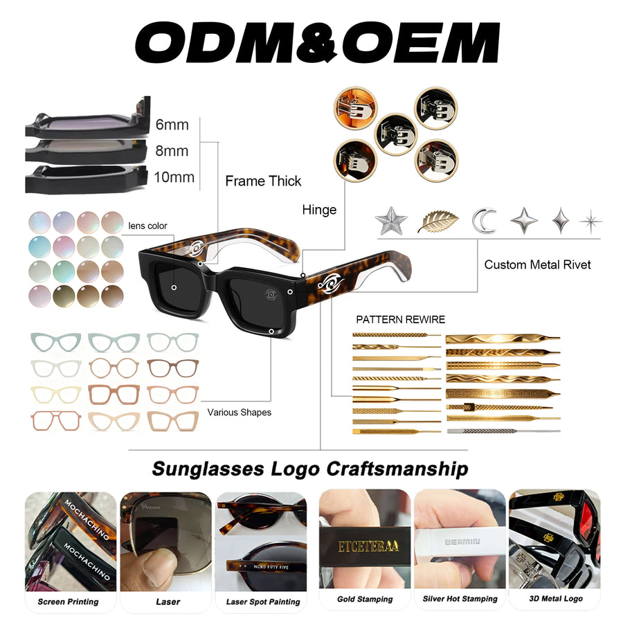 Custom Logo UV400 Rectangle Sunglasses | PC Frame 100 MOQ Private Label