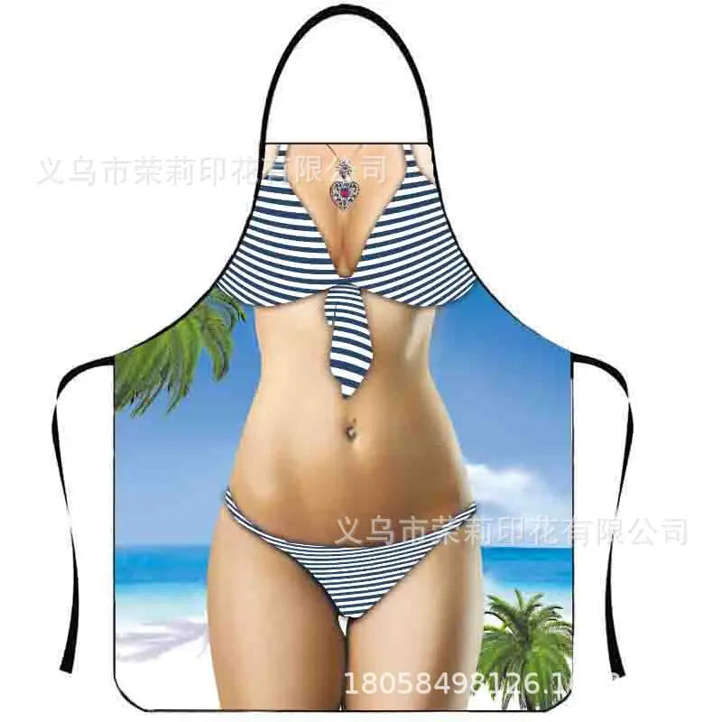 Waterproof Polyester Apron | 3D Printed Cartoon Barbecue Apron