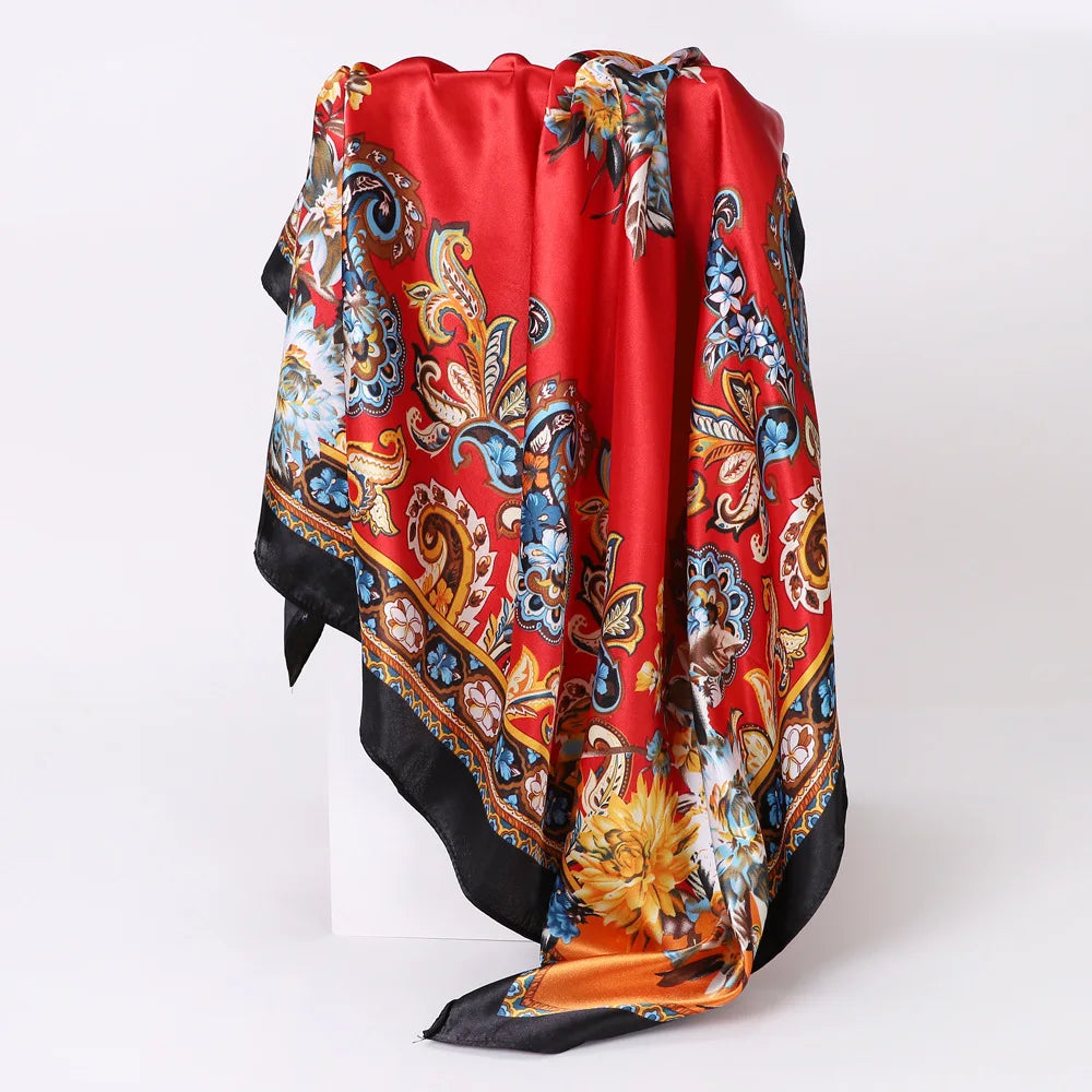 Custom Printed 90cm Square Scarf | 10 Pcs MOQ Wholesale Silk/Polyester Shawl