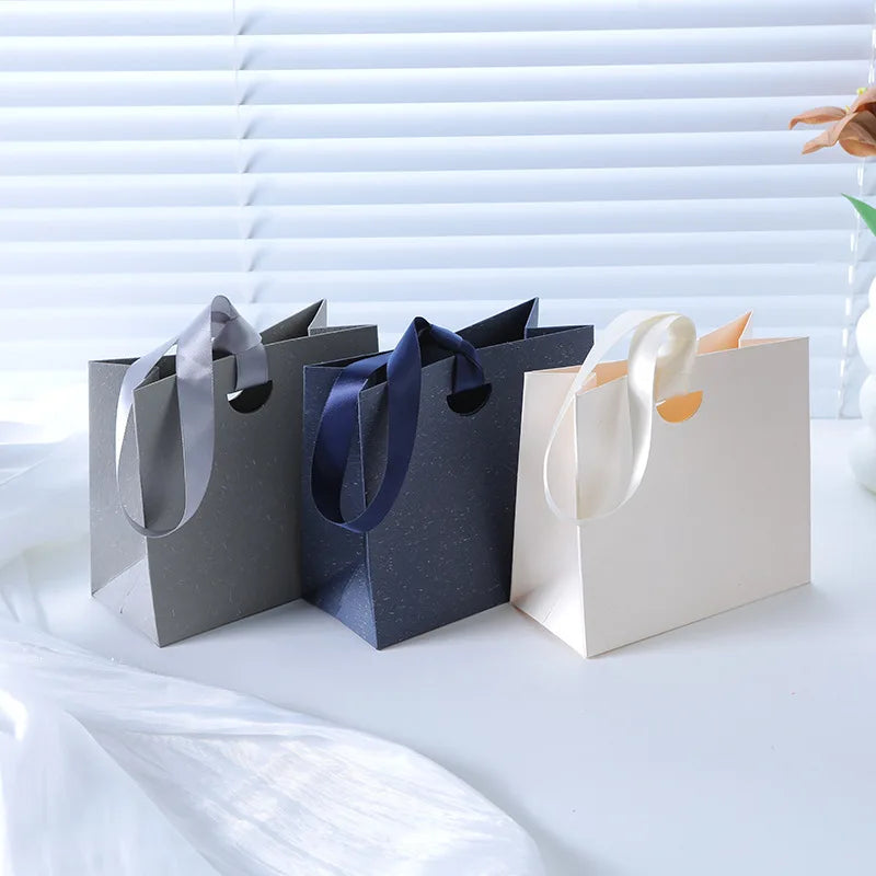 Custom Ribbon Handle Paper Gift Bags | Jewelry Packaging MOQ 100