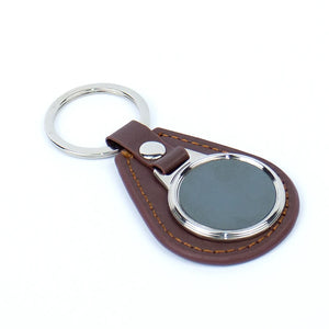 Custom Logo PU Leather Keychain with Metal Coin – Promotional Giveaway