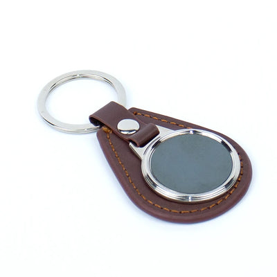 Custom Logo PU Leather Keychain with Metal Coin – Promotional Giveaway