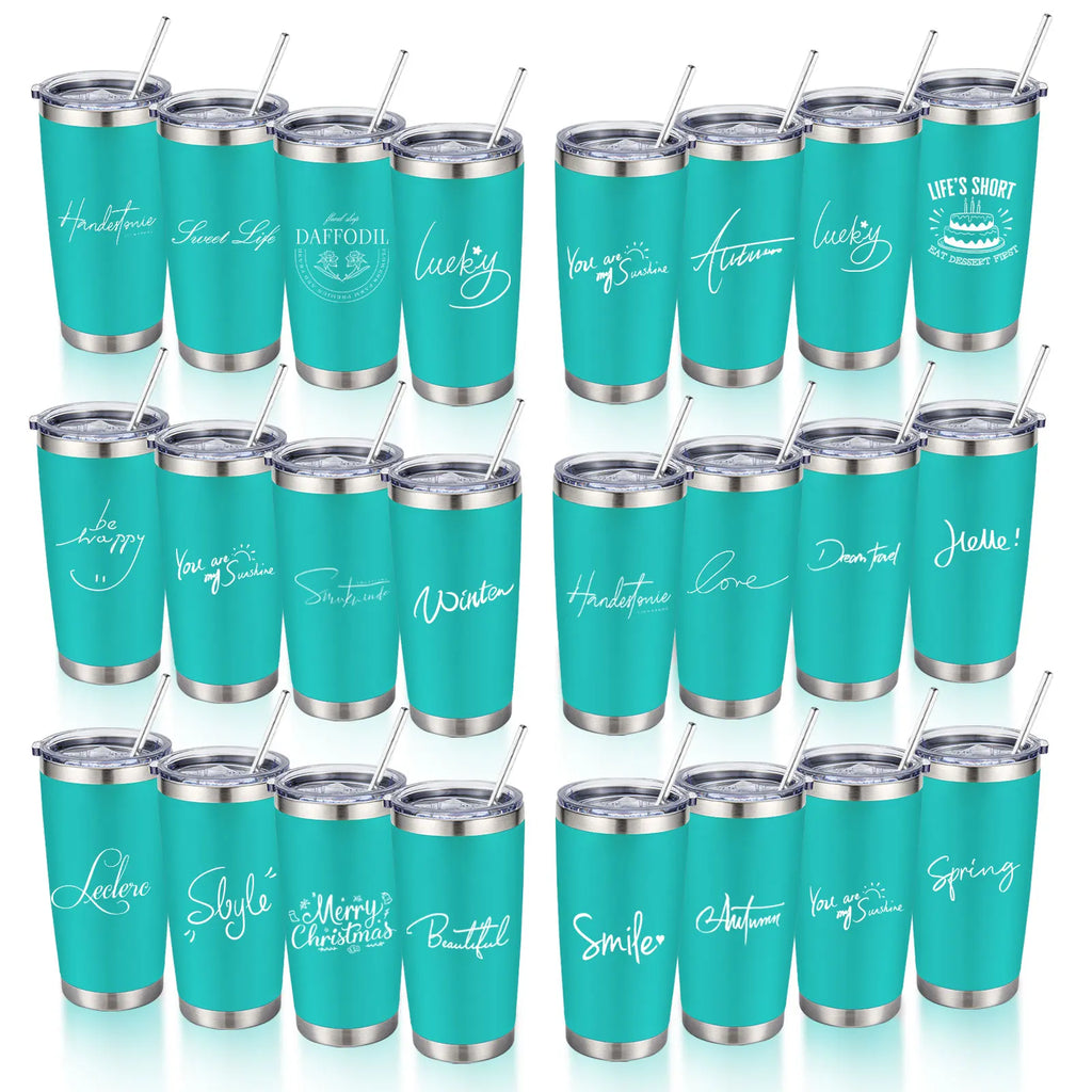 20oz Powder Coated Stainless Steel Tumbler with Lid and Straw Hole for Coffee, Travel and Laser Engraving