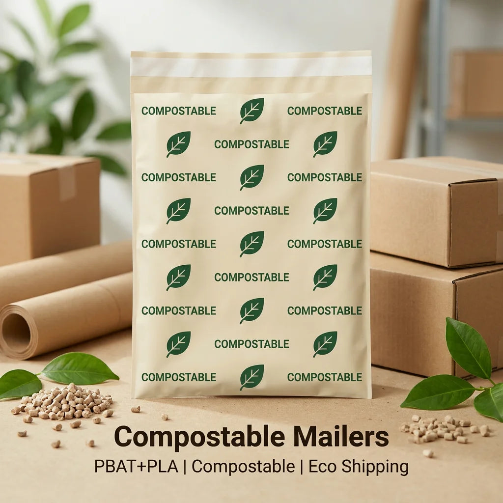 Custom Compostable Poly Mailer with Logo | Courier Shipping Bag
