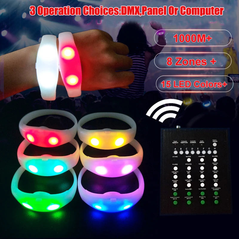 Custom DMX512 LED Wristbands | 100-Piece MOQ & 3-Day Lead Time | Concerts & Festivals | 15 Colors
