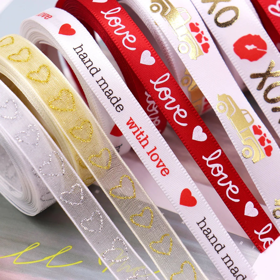 Custom Gold Stamped Ribbon | Satin | MOQ 100 Yards